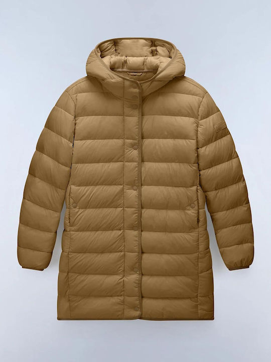 Damenmäntel Beige mit Kapuze
