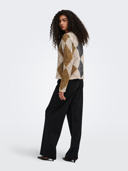 Short Women's Knitted Cardigan with Buttons Beige
