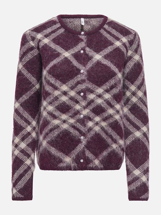 Kurze Gestrickte Damen Strickjacke Burgundisch