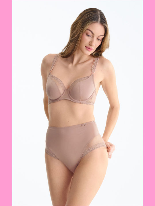 Beige Bra Without Padding With Underwire