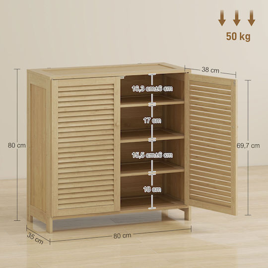 Bamboo Shoe Organizer 80x35x80cm