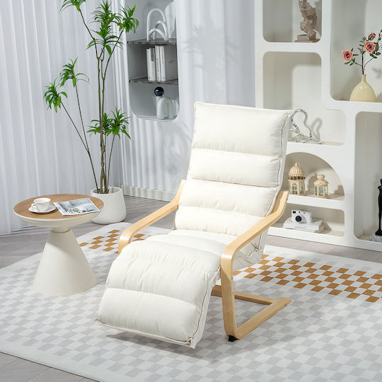 Πολυθρόνα Relax με Υποπόδιο Μπεζ 55x45x45cm
