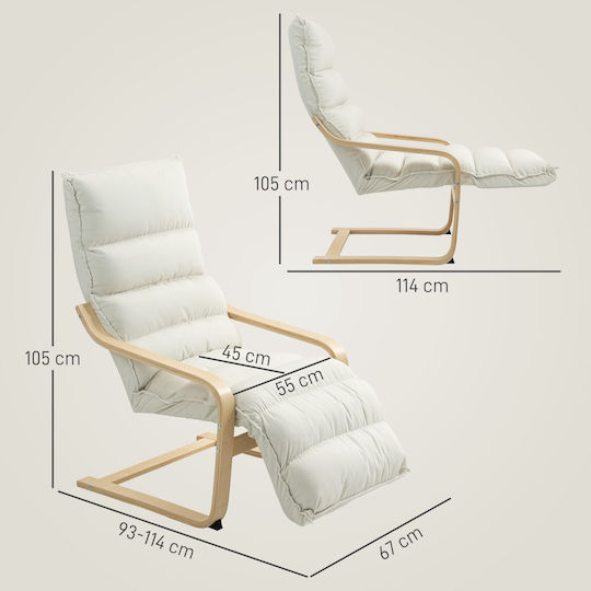 Πολυθρόνα Relax με Υποπόδιο Μπεζ 55x45x45cm