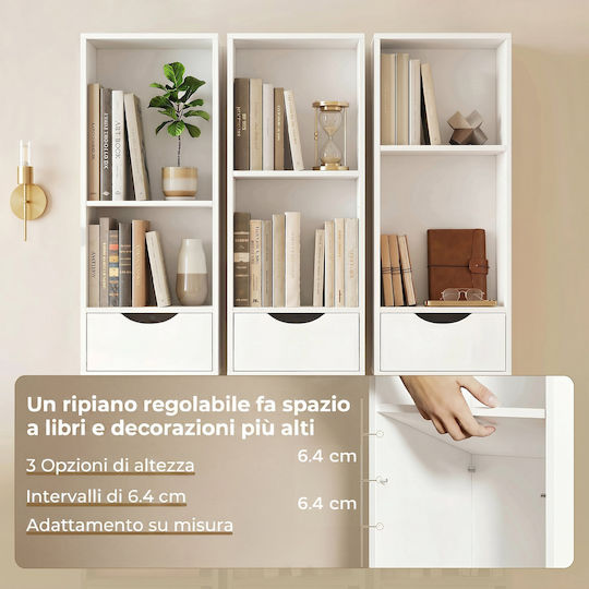 Γωνιακή Βιβλιοθήκη Λευκό 30x24x158εκ.