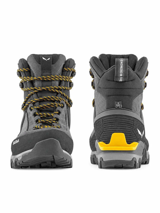 Salewa Mountain Trainer 3 Tech Mid Ghete de Drumeție pentru Bărbați Impermeabile cu Membrană Gore-Tex Negre
