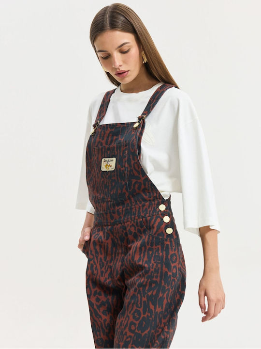 Damentlatzhose Denim Rot Leopard