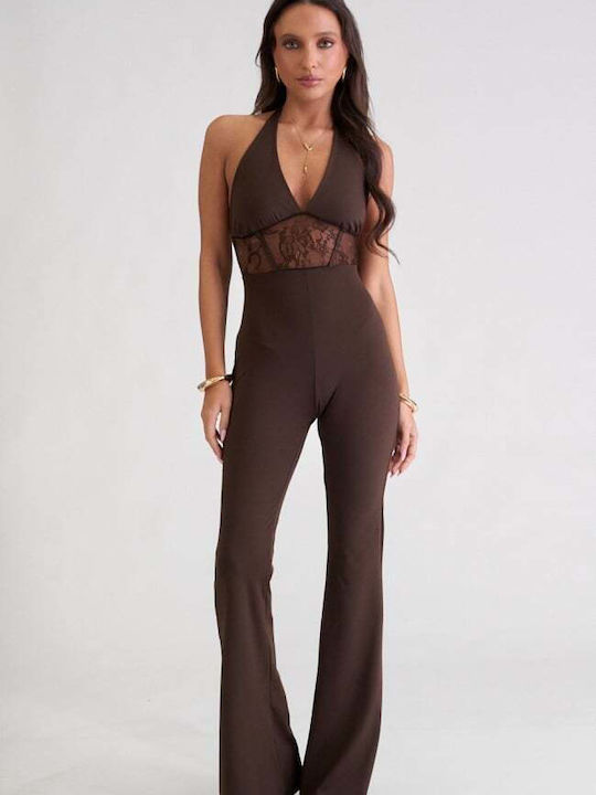 Damen Jumpsuit Braun Dunkel