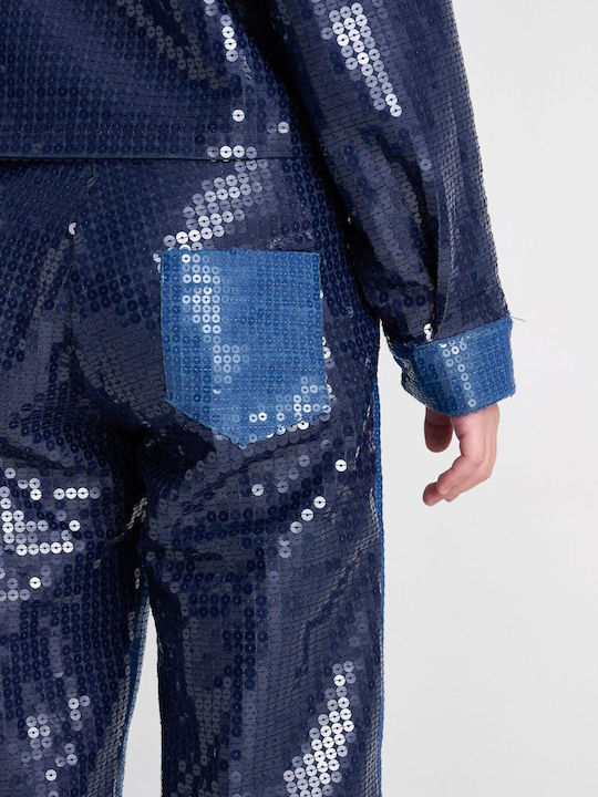 Kids Long-sleeved Denim Shirt Midnight Moon
