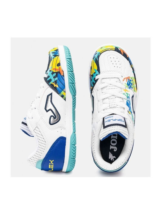 Top Flex IN Ghete de fotbal pentru copii de futsal Albe