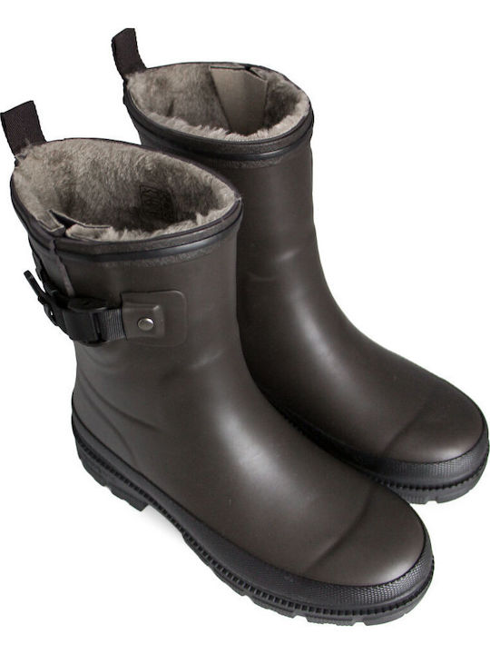 Women's Wellies with Fur Brown