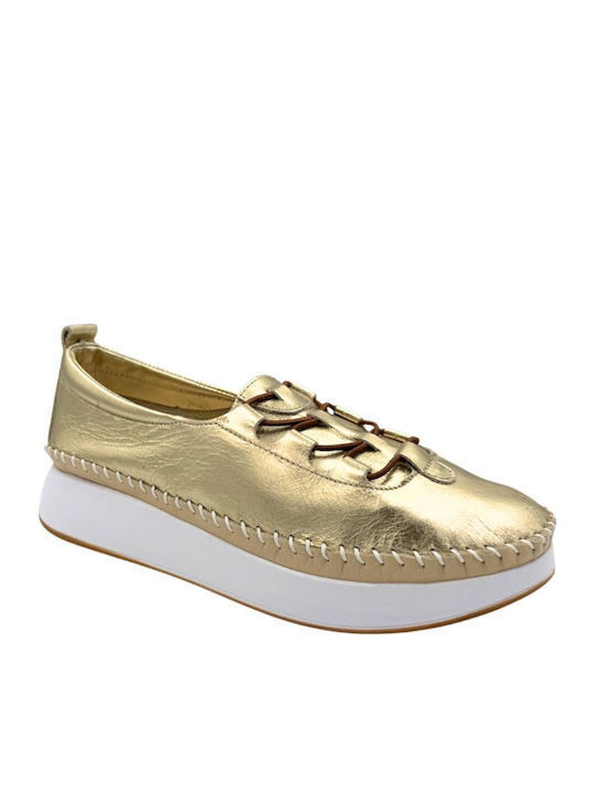 Anatomische Damen Slip-Ons Leder Gold