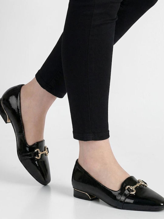 Lackleder Damen Mokassins in Schwarz Farbe
