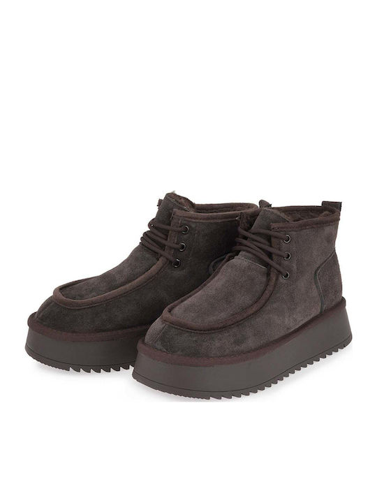 Suede Women's Ankle Boots Brown