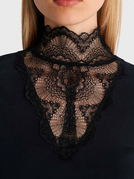 Damen Bluse Langärmelig Schwarz