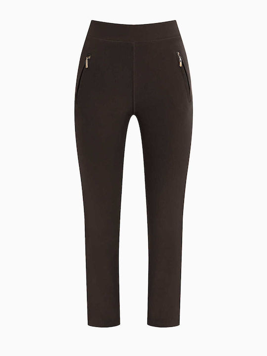Celestino Дамски Панталон Еластичен Джобове Slim Fit Кафяв Тъмен