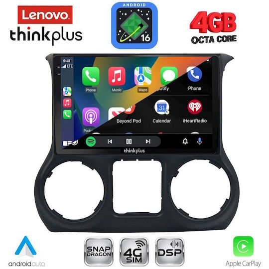 Lenovo Автомобилна Аудио Система за Jeep Wrangler 2011-2014 (Bluetooth/USB/Вграден Wi-Fi/GPS/Apple CarPlay/Android Auto) с Touch Screen 10"