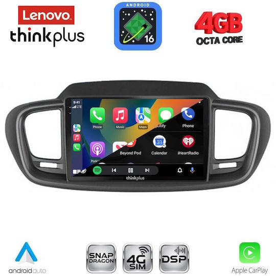 Lenovo Автомобилна Аудио Система за Kia Sorento 2014-2020 (Bluetooth/USB/Вграден Wi-Fi/GPS/Apple CarPlay/Android Auto) с Touch Screen 10"
