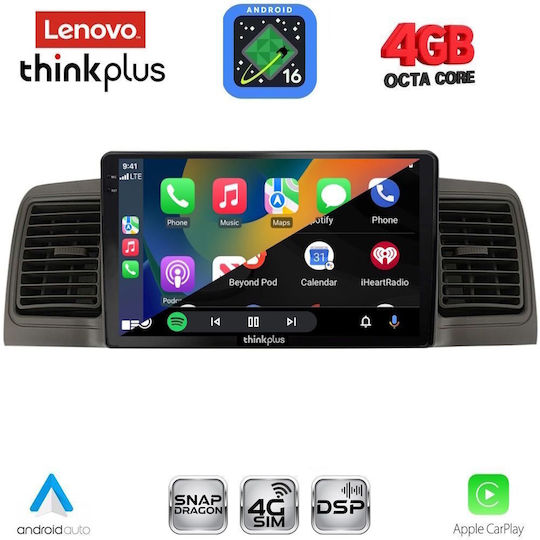Lenovo Автомобилна Аудио Система за Toyota Corolla 2001-2006 (Bluetooth/USB/Вграден Wi-Fi/GPS/Apple CarPlay/Android Auto) с Touch Screen 9"
