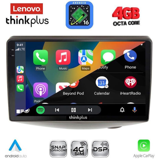 Lenovo Автомобилна Аудио Система за Toyota Yaris 1999-2006 (Bluetooth/USB/Вграден Wi-Fi/GPS/Apple CarPlay/Android Auto) с Touch Screen 9"