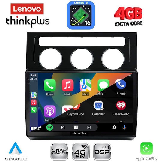 Lenovo Car Audio System for Volkswagen Touran 2003-2010 with Clima Bluetooth USB WiFi GPS Apple CarPlay Android Auto with 10" Touch Screen