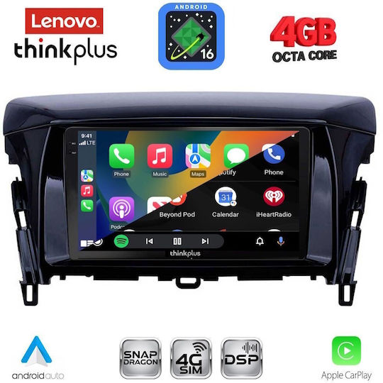 Lenovo Car Audio System for Mitsubishi Eclipse Cross 2018-2026 Bluetooth USB WiFi GPS Apple CarPlay Android Auto with 9" Touch Screen