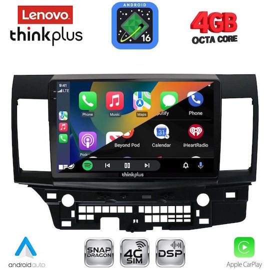Lenovo Car Audio System for Mitsubishi Lancer 2008-2017 Bluetooth USB WiFi GPS Apple CarPlay Android Auto with 10" Touch Screen