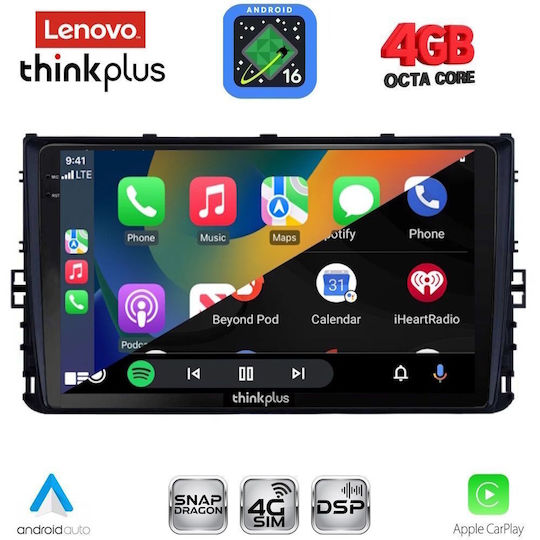 Lenovo Автомобилна Аудио Система за Volkswagen Polo / T-Roc / T-Cross / Taigo 2017-2026 с Clima (Bluetooth/USB/WiFi/GPS/Apple CarPlay/Android Auto) с Touch Screen 9"