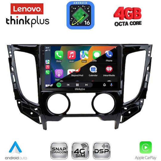 Lenovo Автомобилна Аудио Система За Mitsubishi L200 2015-2019 С A/C (Bluetooth/USB/Вграден Wi-Fi/GPS/Apple CarPlay/Android Auto) С Touch Screen 9"
