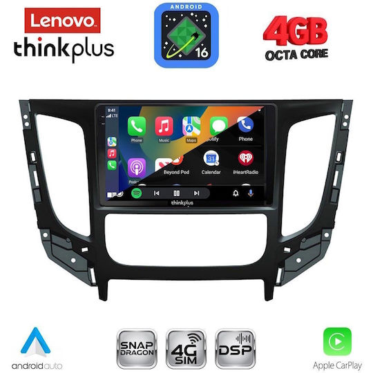 Lenovo Автомобилна Аудио Система за Mitsubishi L200 2015-2019 с Clima (Bluetooth/USB/Вграден Wi-Fi/GPS/Apple CarPlay/Android Auto) с Touch Screen 9"