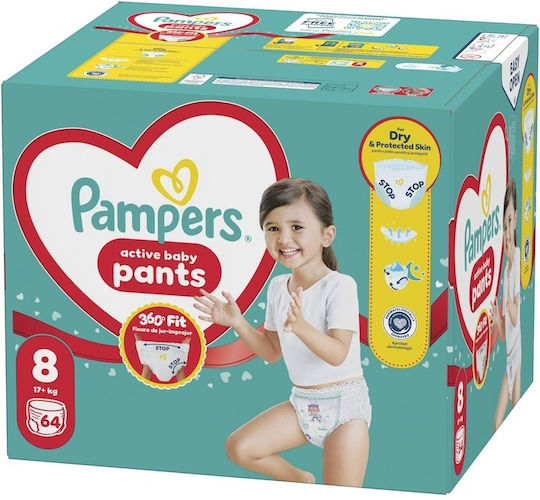 Pampers Πάνες Βρακάκι Active Baby Pants No. 8 για 17+kg 64τμχ