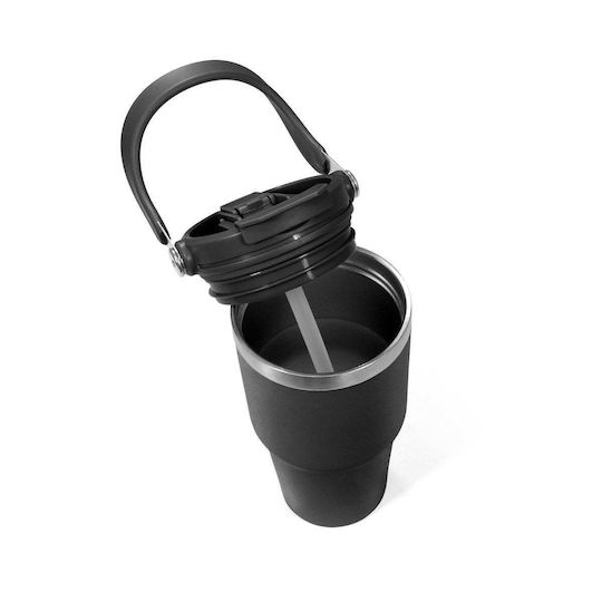 Relags Pahar Termos din Oțel Inoxidabil 600ml Negru cu Pai