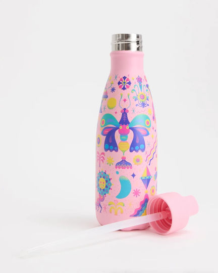 Chilly's Rostfreier Stahl Kinder Trinkflasche Thermos mit Stroh Original Kids Mystic Garden 350ml