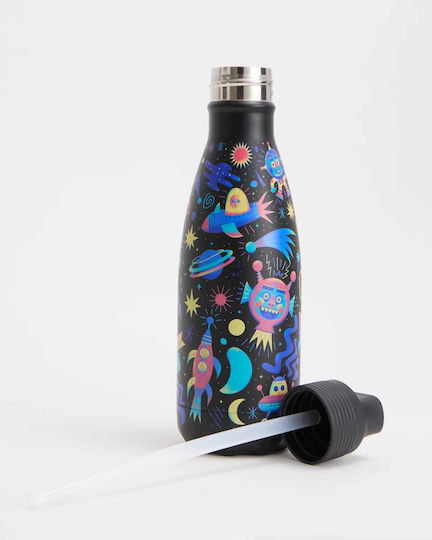Chilly's Rostfreier Stahl Kinder Trinkflasche Thermos mit Stroh Original Kids Space Cadet 350ml