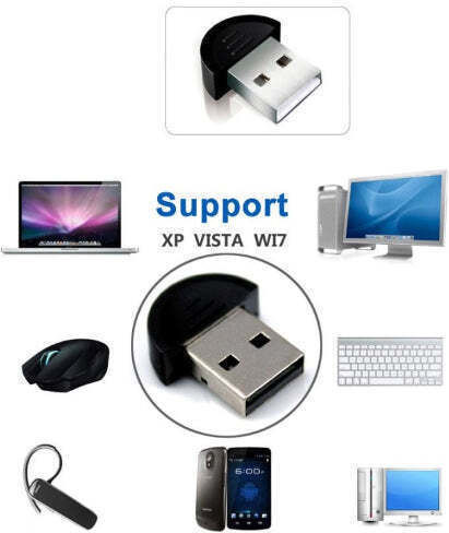 Bluetooth 2.0 USB Dongle адаптер с поддръжка на гласови данни – Черен