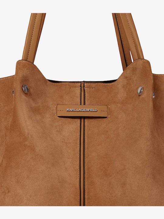 Women's Suede Tote Bag Dark Tan