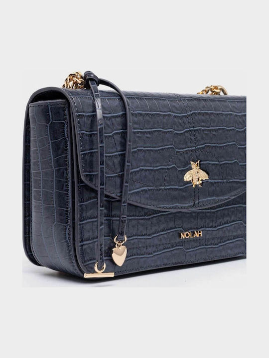 Lyra Gestrickte Damen-Schultertasche Croco Blue