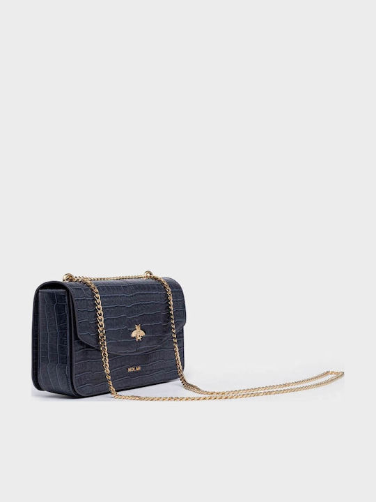 Lyra Gestrickte Damen-Schultertasche Croco Blue