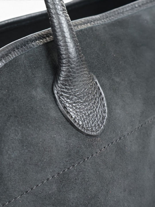 Leather Women's Tote Bag Suede Black