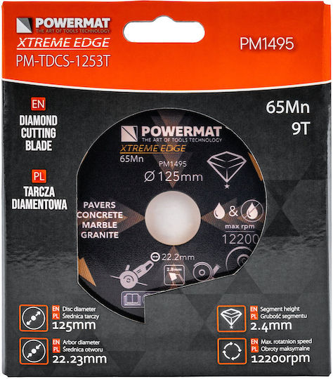 Powermat Δίσκος Κοπής Δομικών Υλικών με 9 Δόντια 125mm