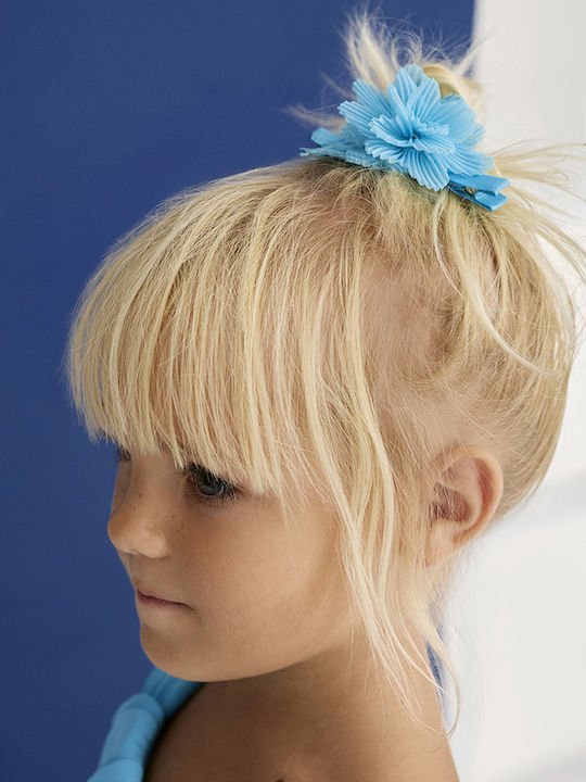 Abel & Lula Set Kids Hair Clips with Bobby Pin Headband Flower in Turquoise Color Abel & Lula Set Kids Hair Clips with Bobby Pin Headband Flower in Turquoise Color