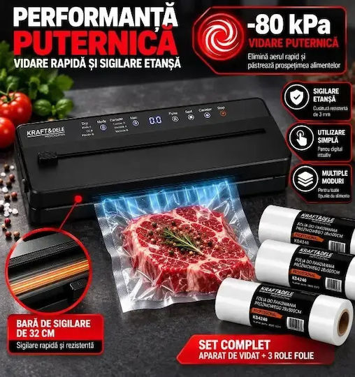 Kraft & Dele Sigilatoare cu Vid Internă cu Lungimea Maximă de Sigilare 300mm Automată