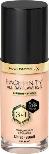 Max Factor Facefinity All Day Flawless 3 in 1 Liquid Foundation SPF20 55 Beige 30ml