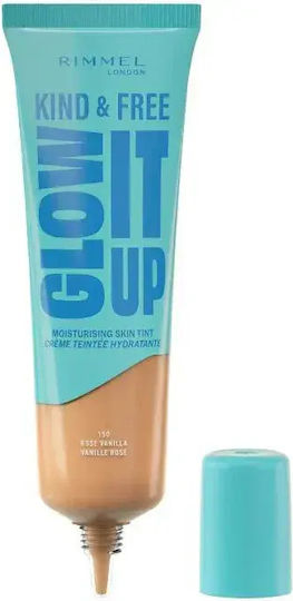 Rimmel Kind & Free Glow It Up Moisturising Skin Tint Make Up 150 Rose Vanilla 30ml
