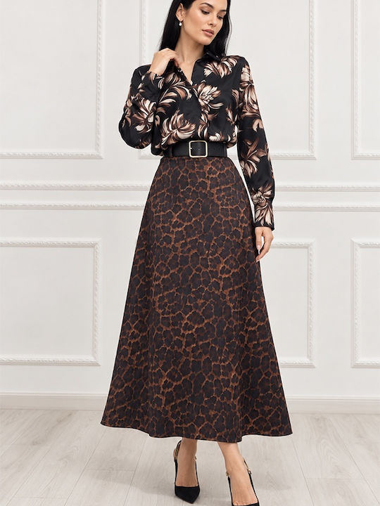 Fustă Midi Cloșcă Leopard Maro