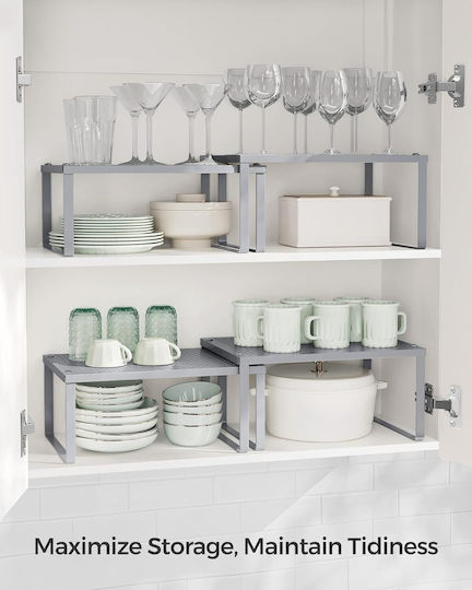 Songmics Tabletop Metal Rack 23x32x16 cm, 2 Pieces, Silver