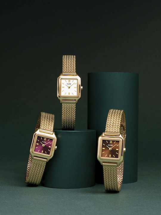 Cluse Gracieuse Mini Womens Watch 21mm Battery with Stainless Steel Bracelet Dark Cherry/Gold