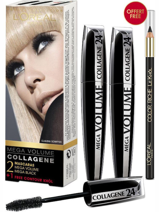 L'Oreal Paris Mega Volume Collagene Σετ Μακιγιάζ για τα Μάτια Black 2τμχ