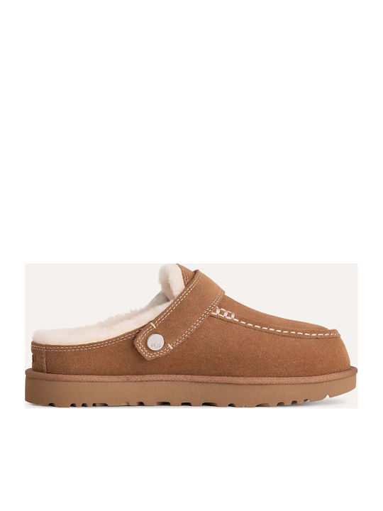 Goldenstar Leder Damen Hausschuhe Braun