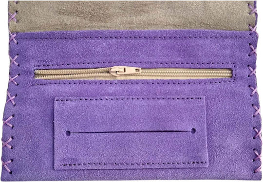 Kalliopi Silver Leder Tabaktasche Lila mit Magnetverschluss 16,5x7,5cm