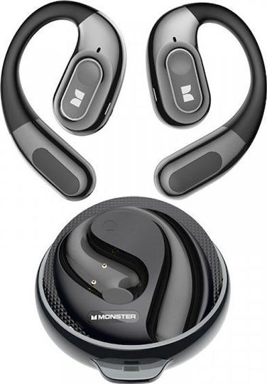 Monster AC330 Безжични слушалки Open Ear с Устойчивост на изпотяване и Калъф за зареждане Черни